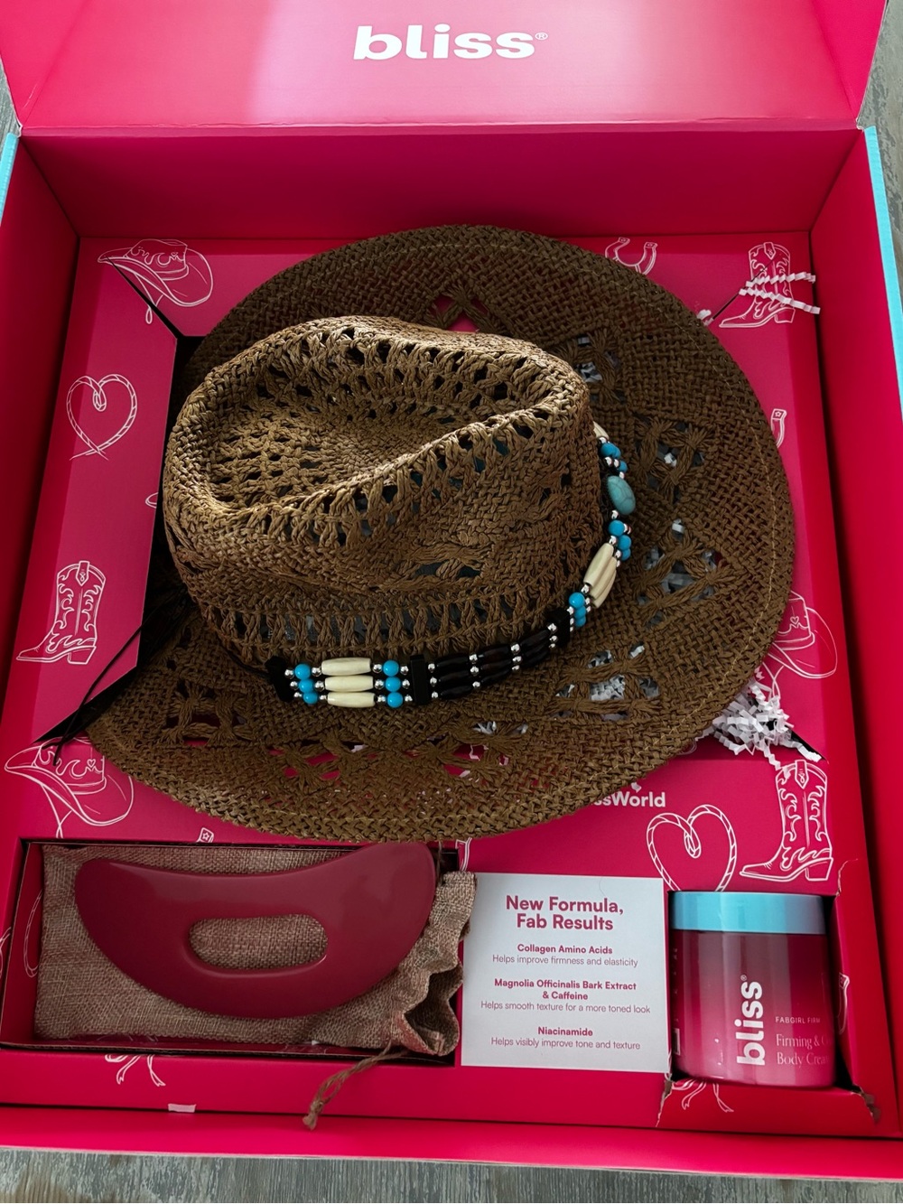 Bliss Brown Straw Fedora with Turquoise & Cream Bead Band